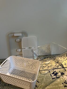 Clear Plastic Storage Bin with Removable White Divider